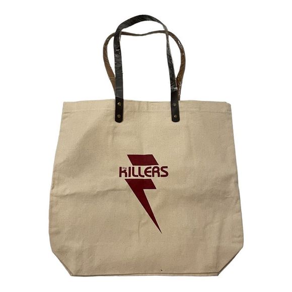 NWOT Prime The Killers Cotton Beige Canvas Tan Bag Tote with Leather Handles - Picture 1 of 9